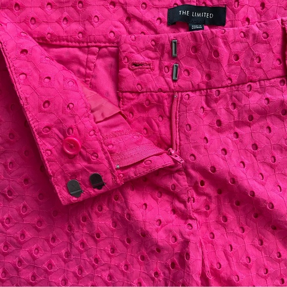 NWT The Limited Hot Pink Eyelet Tailored Shorts Cotton Pockets - Picture 4 of 16
